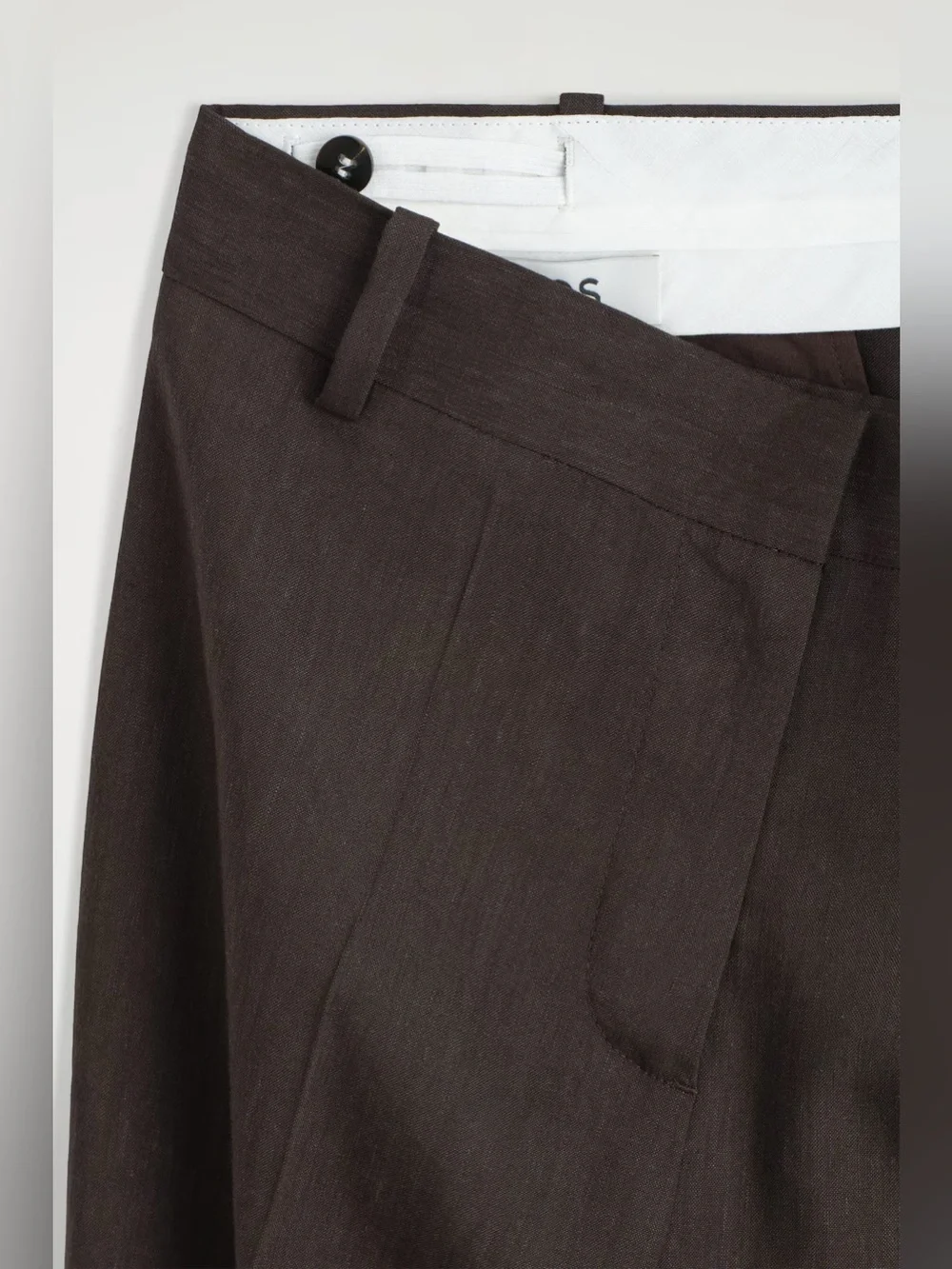 COS Brown Tailored Linen Straight Pants